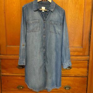 Size .5 Chico's lyocell denim shirt dress with subtle fringe detail